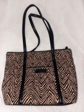 Vera Bradley Black and Tan Zebra-Print Tote